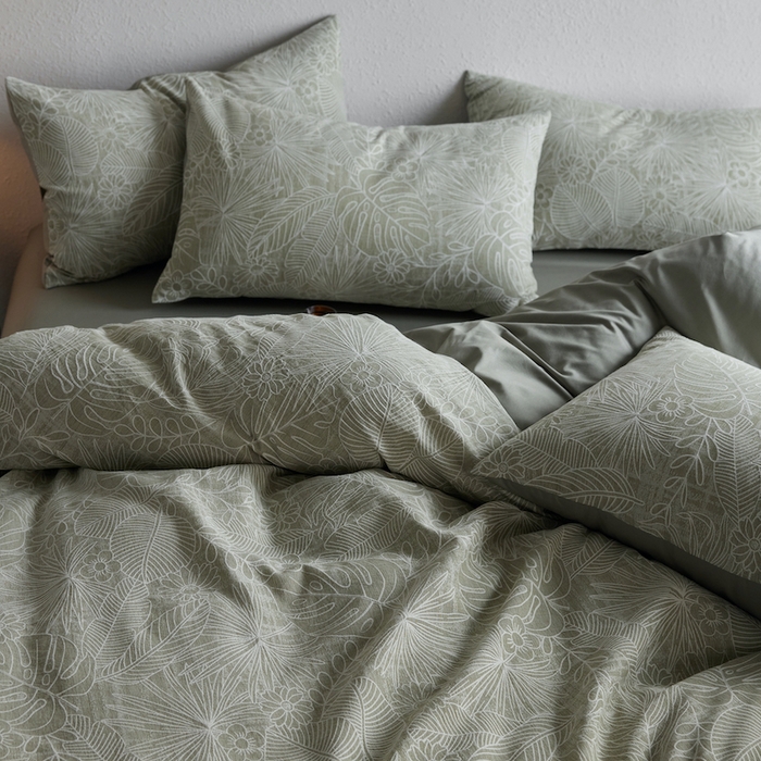 91家纺网 家纺一手货源 找家纺 千朵森 2025新款全棉色织提花四季款四件套-艾薇 艾薇-亚特绿