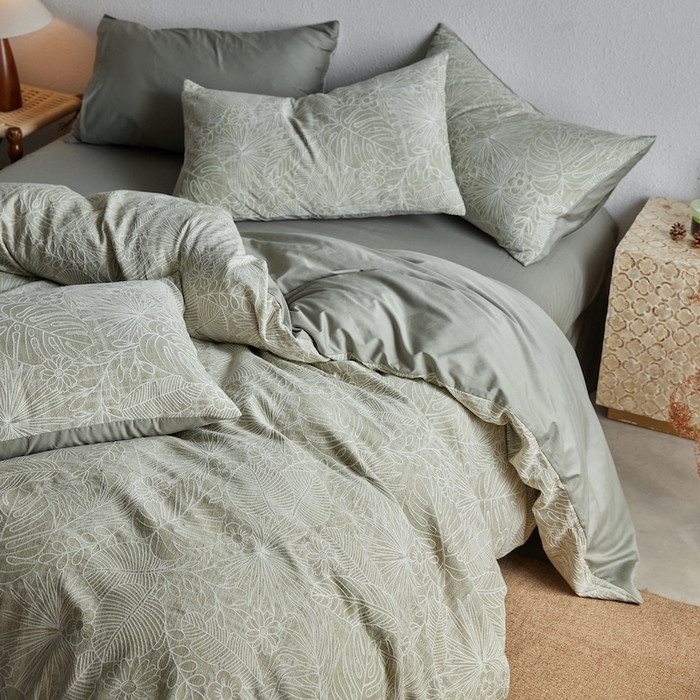 91家纺网 家纺一手货源 找家纺 千朵森 2025新款全棉色织提花四季款四件套-艾薇 艾薇-亚特绿