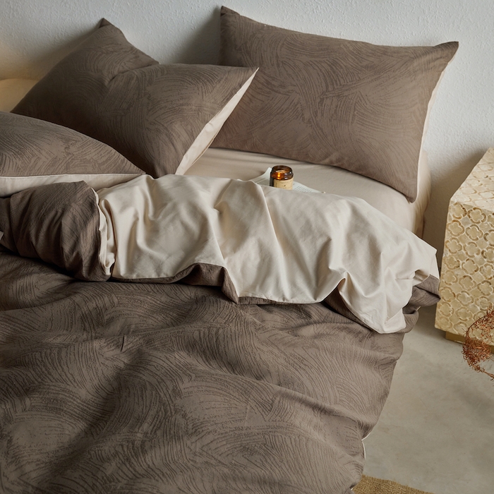 91家纺网 家纺一手货源 找家纺 千朵森 2025新款全棉色织提花四季款四件套-艾薇 艾薇-燕麦咖