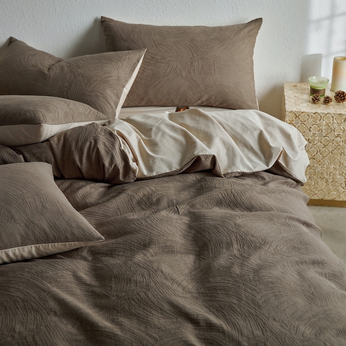 91家纺网 家纺一手货源 找家纺 千朵森 2025新款全棉色织提花四季款四件套-艾薇 艾薇-燕麦咖