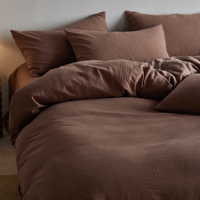 91家纺网 家纺一手货源 找家纺 千朵森 2025新款全棉色织提花四季款四件套-艾薇 艾薇-余晖棕