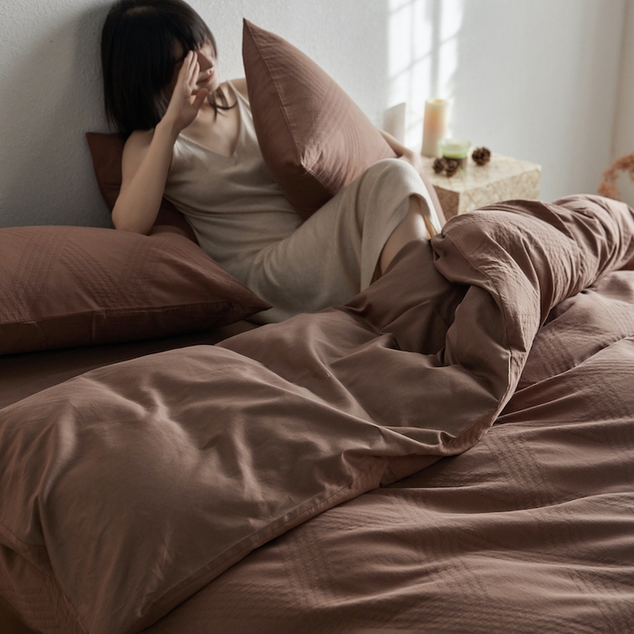 91家纺网 家纺一手货源 找家纺 千朵森 2025新款全棉色织提花四季款四件套-艾薇 艾薇-余晖棕