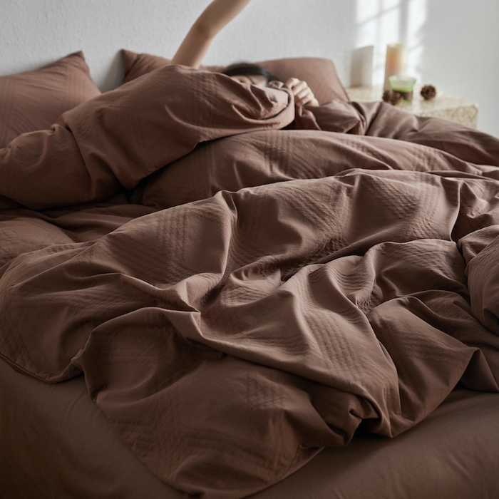 91家纺网 家纺一手货源 找家纺 千朵森 2025新款全棉色织提花四季款四件套-艾薇 艾薇-余晖棕