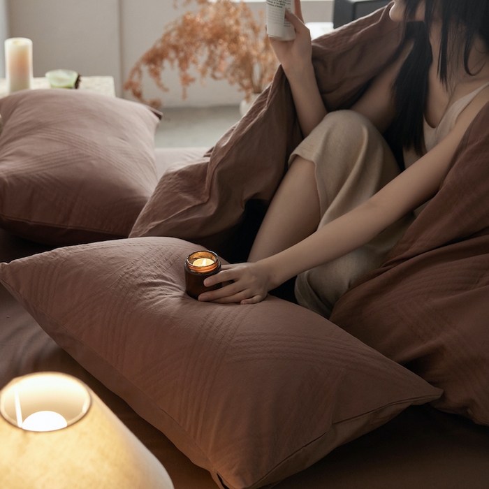 91家纺网 家纺一手货源 找家纺 千朵森 2025新款全棉色织提花四季款四件套-艾薇 艾薇-余晖棕