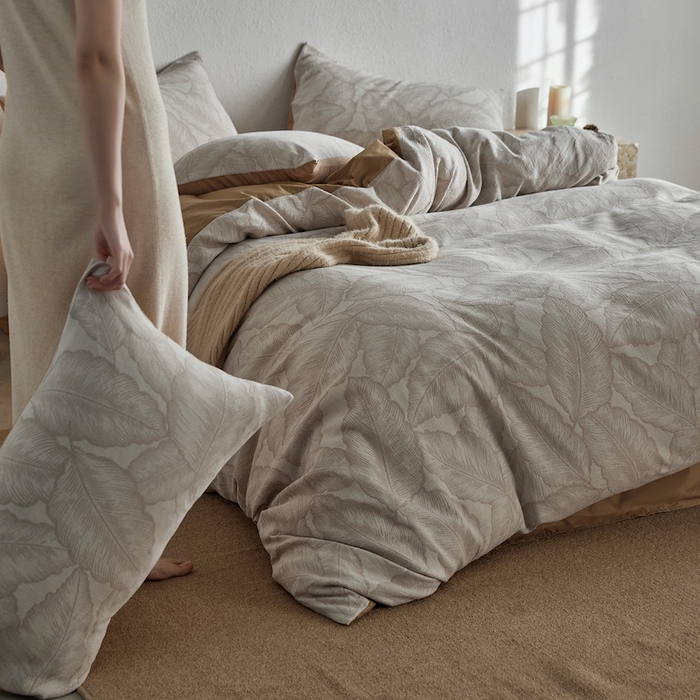 91家纺网 家纺一手货源 找家纺 千朵森 2025新款全棉色织提花四季款四件套-艾薇 艾薇-月魄黄