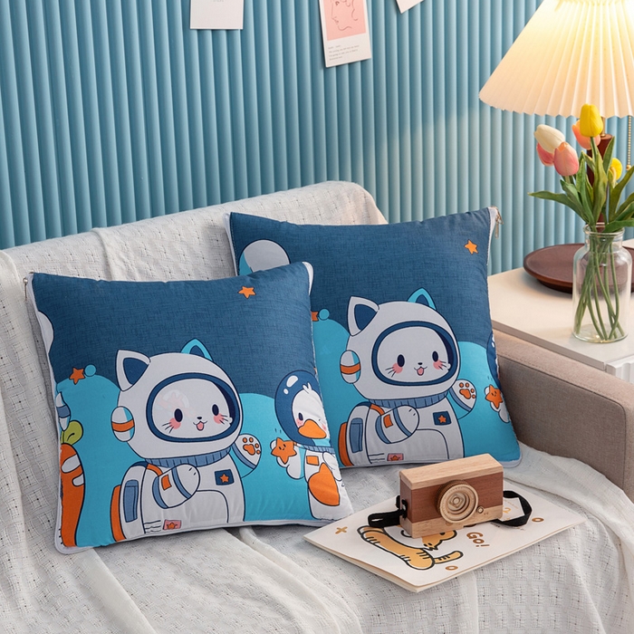 91家纺网 家纺一手货源 找家纺 悦织湾家纺 2025新款精疏棉抱枕被靠枕抱枕毯轻奢时尚卡通小清新电商直播热销款 遨游