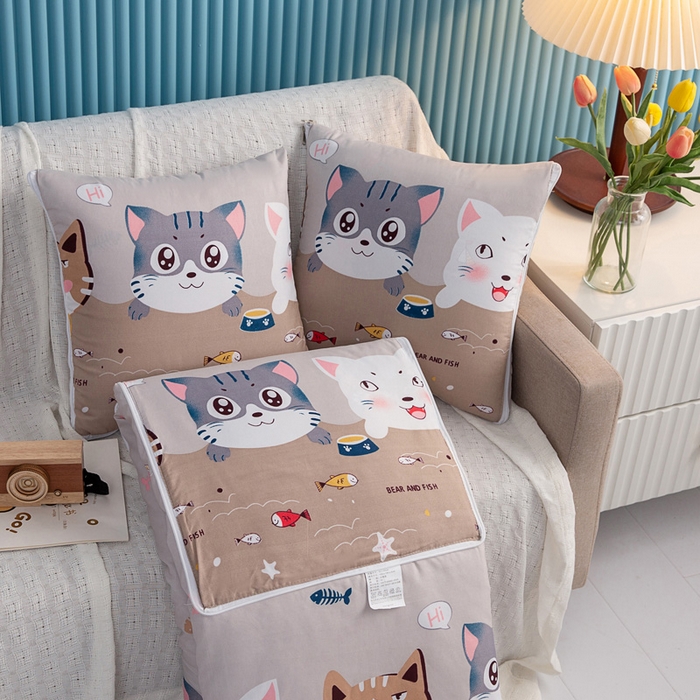 91家纺网 家纺一手货源 找家纺 悦织湾家纺 2025新款精疏棉抱枕被靠枕抱枕毯轻奢时尚卡通小清新电商直播热销款 咪咪爱