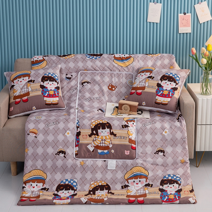 悦织湾家纺 2025新款精疏棉抱枕被靠枕抱枕毯轻奢时尚卡通小清新电商直播热销款 旅行