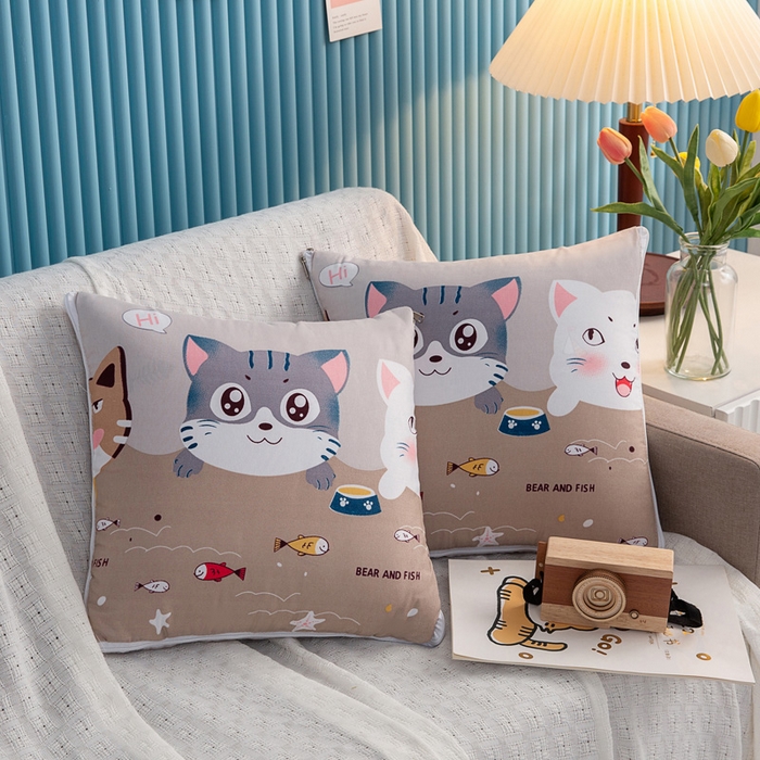 91家纺网 家纺一手货源 找家纺 悦织湾家纺 2025新款精疏棉抱枕被靠枕抱枕毯轻奢时尚卡通小清新电商直播热销款 咪咪爱