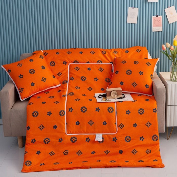 悦织湾家纺 2025新款精疏棉抱枕被靠枕抱枕毯轻奢时尚卡通小清新电商直播热销款 幸运草 -桔