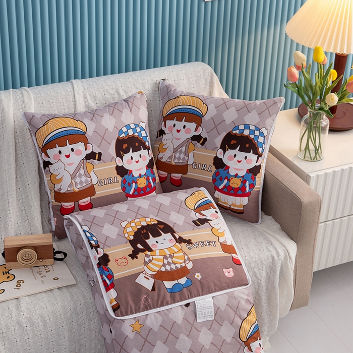 91家纺网 家纺一手货源 找家纺 悦织湾家纺 2025新款精疏棉抱枕被靠枕抱枕毯轻奢时尚卡通小清新电商直播热销款 旅行