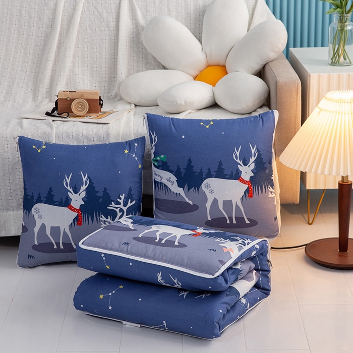 91家纺网 家纺一手货源 找家纺 悦织湾家纺 2025新款精疏棉抱枕被靠枕抱枕毯轻奢时尚卡通小清新电商直播热销款 星空鹿