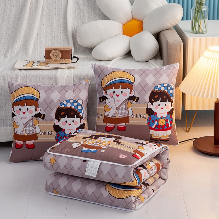 91家纺网 家纺一手货源 找家纺 悦织湾家纺 2025新款精疏棉抱枕被靠枕抱枕毯轻奢时尚卡通小清新电商直播热销款 旅行