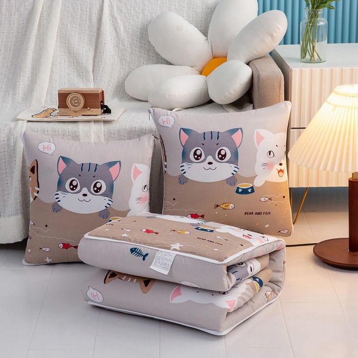 91家纺网 家纺一手货源 找家纺 悦织湾家纺 2025新款精疏棉抱枕被靠枕抱枕毯轻奢时尚卡通小清新电商直播热销款 咪咪爱