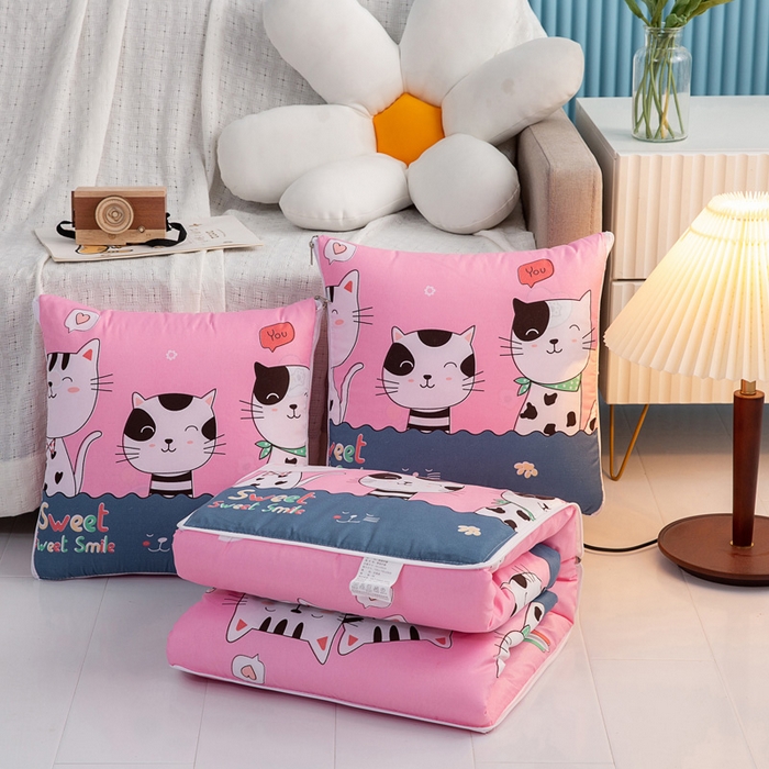 91家纺网 家纺一手货源 找家纺 悦织湾家纺 2025新款精疏棉抱枕被靠枕抱枕毯轻奢时尚卡通小清新电商直播热销款 甜蜜蜜