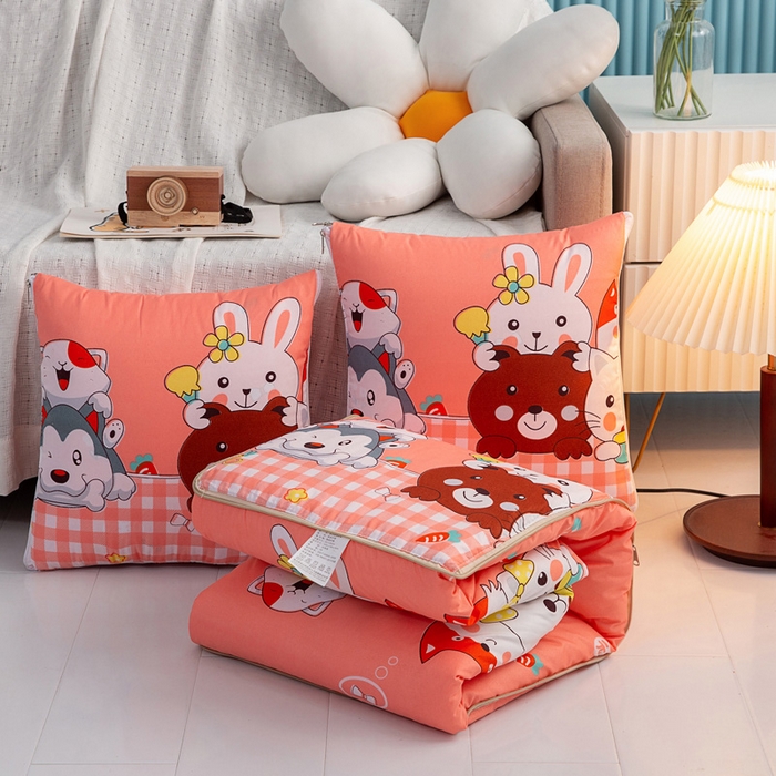 91家纺网 家纺一手货源 找家纺 悦织湾家纺 2025新款精疏棉抱枕被靠枕抱枕毯轻奢时尚卡通小清新电商直播热销款 萌萌乐园