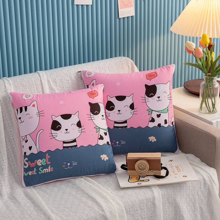 91家纺网 家纺一手货源 找家纺 悦织湾家纺 2025新款精疏棉抱枕被靠枕抱枕毯轻奢时尚卡通小清新电商直播热销款 甜蜜蜜