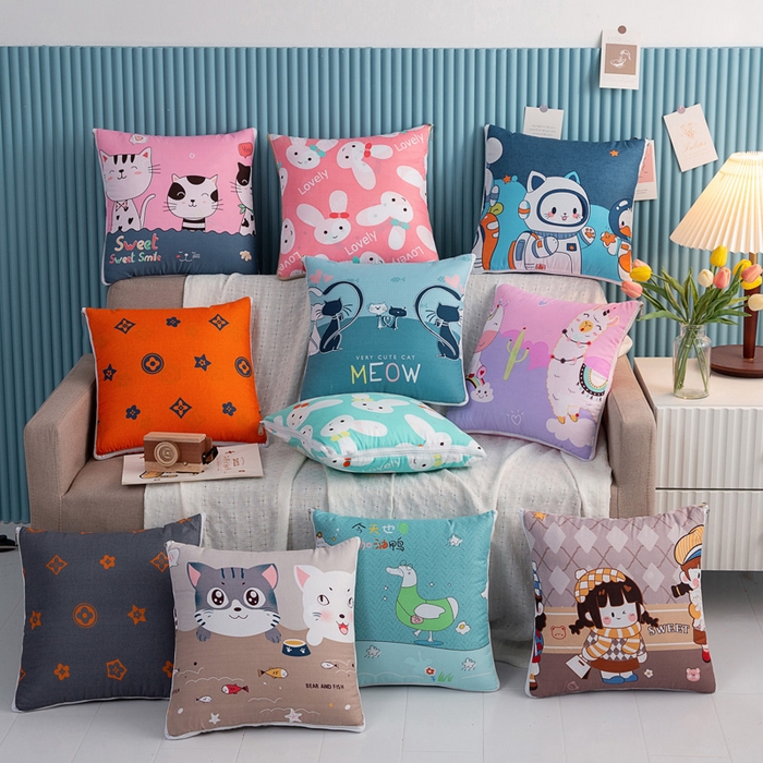 91家纺网 家纺一手货源 找家纺 悦织湾家纺 2025新款精疏棉抱枕被靠枕抱枕毯轻奢时尚卡通小清新电商直播热销款 暴富呀