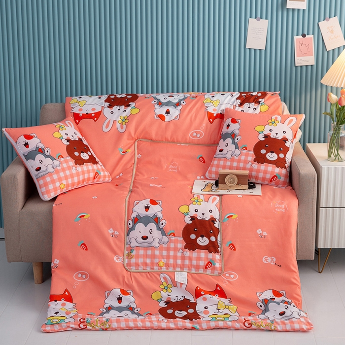 悦织湾家纺 2025新款精疏棉抱枕被靠枕抱枕毯轻奢时尚卡通小清新电商直播热销款 萌萌乐园