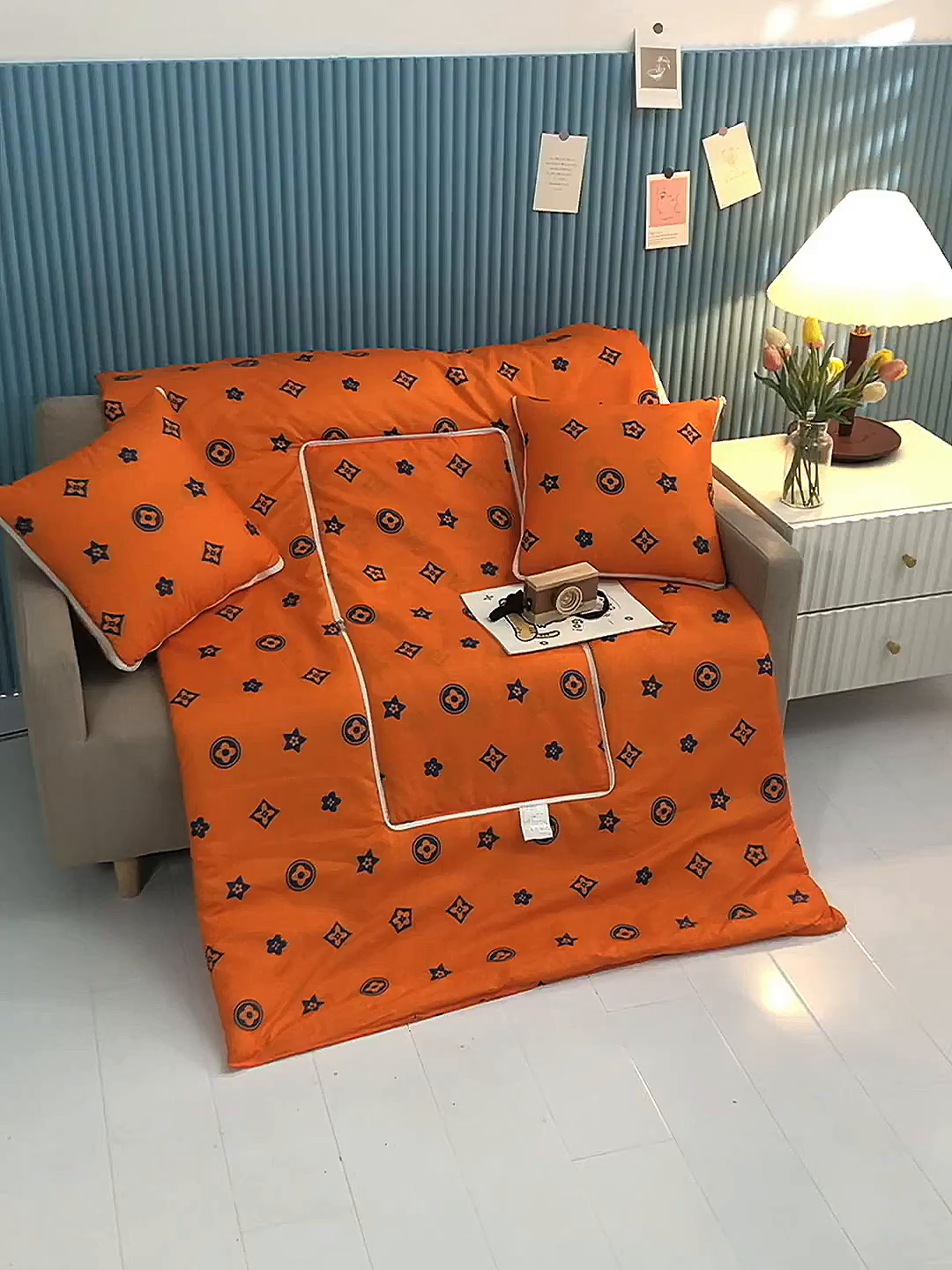 91家纺网 家纺一手货源 找家纺 悦织湾家纺 2025新款精疏棉抱枕被靠枕抱枕毯轻奢时尚卡通小清新电商直播热销款 幸运草 -桔