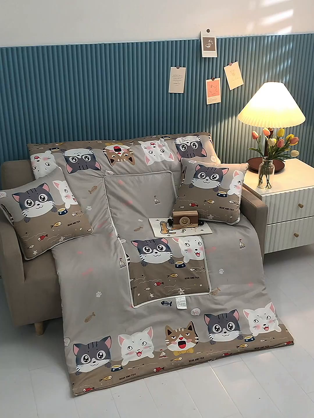 91家纺网 家纺一手货源 找家纺 悦织湾家纺 2025新款精疏棉抱枕被靠枕抱枕毯轻奢时尚卡通小清新电商直播热销款 咪咪爱