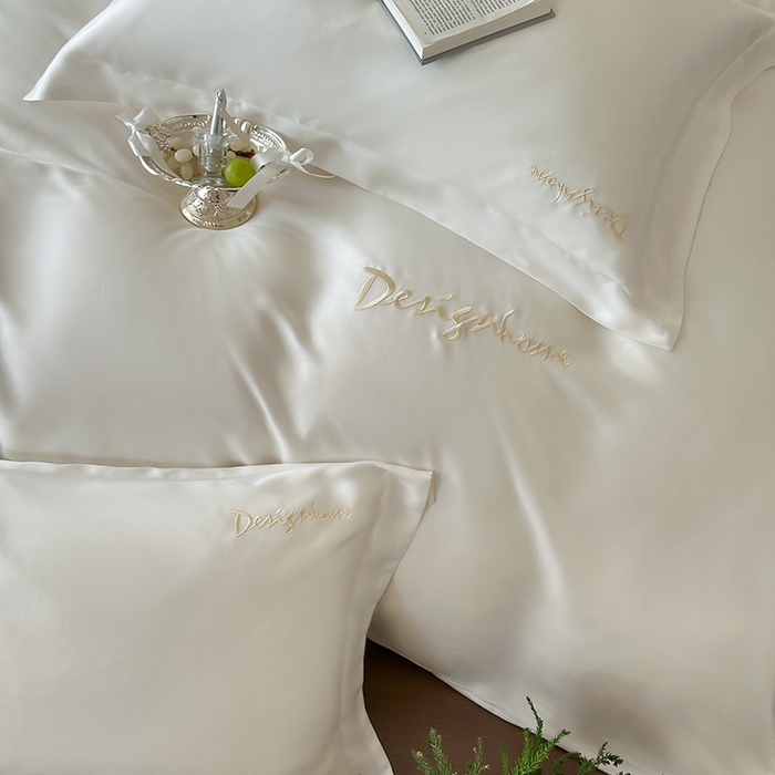 91家纺网 家纺一手货源 找家纺 黛舒家居 2025新款60S兰精天丝纯色简绣四件套 象牙白