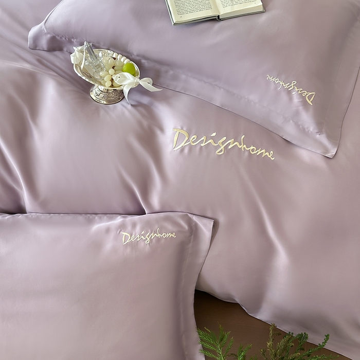 91家纺网 家纺一手货源 找家纺 黛舒家居 2025新款60S兰精天丝纯色简绣四件套 丁香紫