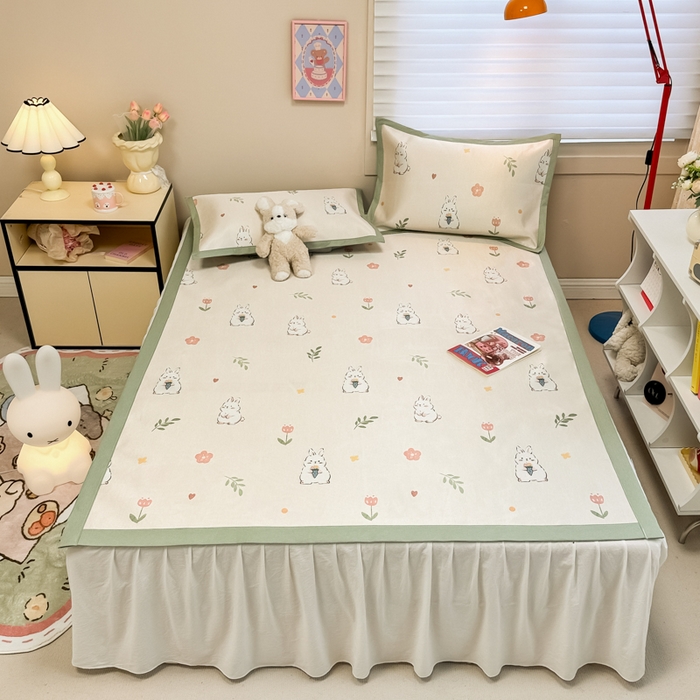 91家纺网 家纺一手货源 找家纺 （总）慕尚家纺 2025新款600D小清新凉感冰丝凉席三件套