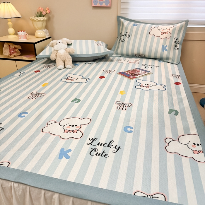 91家纺网 家纺一手货源 找家纺 （总）慕尚家纺 2025新款600D小清新凉感冰丝凉席三件套