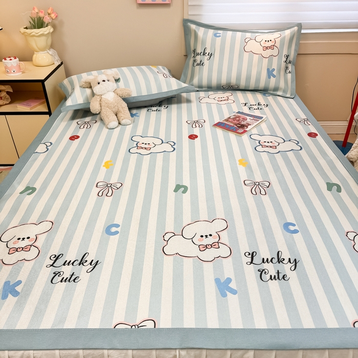 91家纺网 家纺一手货源 找家纺 （总）慕尚家纺 2025新款600D小清新凉感冰丝凉席三件套