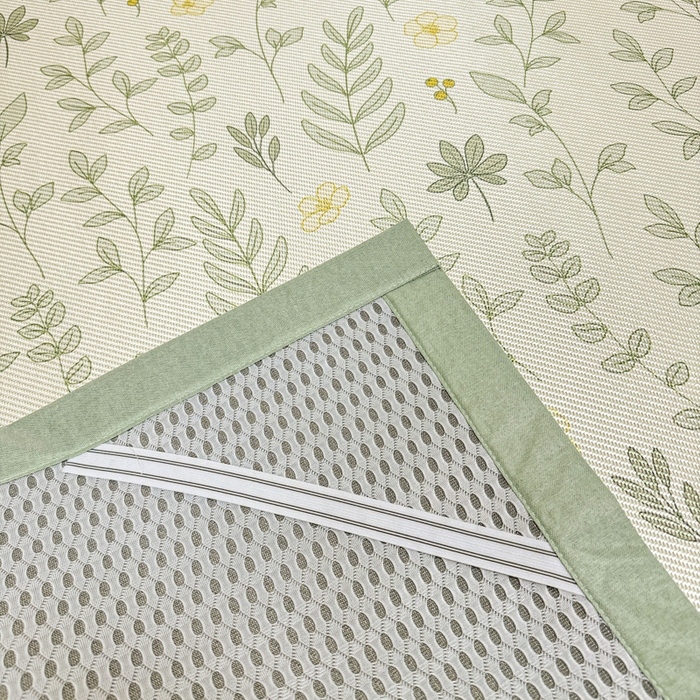 91家纺网 家纺一手货源 找家纺 慕尚家纺 2025新款600D小清新凉感冰丝凉席三件套 薄荷叶