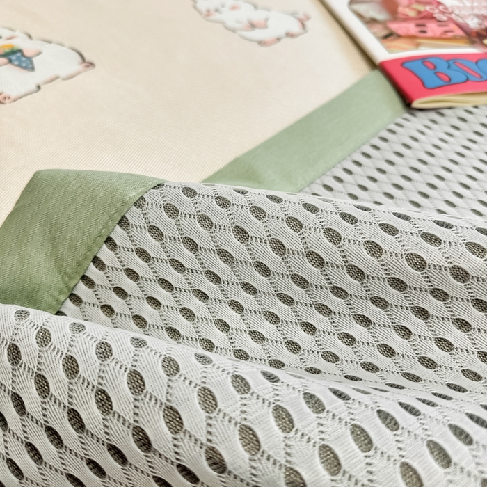 91家纺网 家纺一手货源 找家纺 慕尚家纺 2025新款600D小清新凉感冰丝凉席三件套 可爱小兔