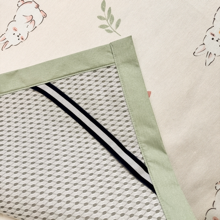 91家纺网 家纺一手货源 找家纺 慕尚家纺 2025新款600D小清新凉感冰丝凉席三件套 可爱小兔