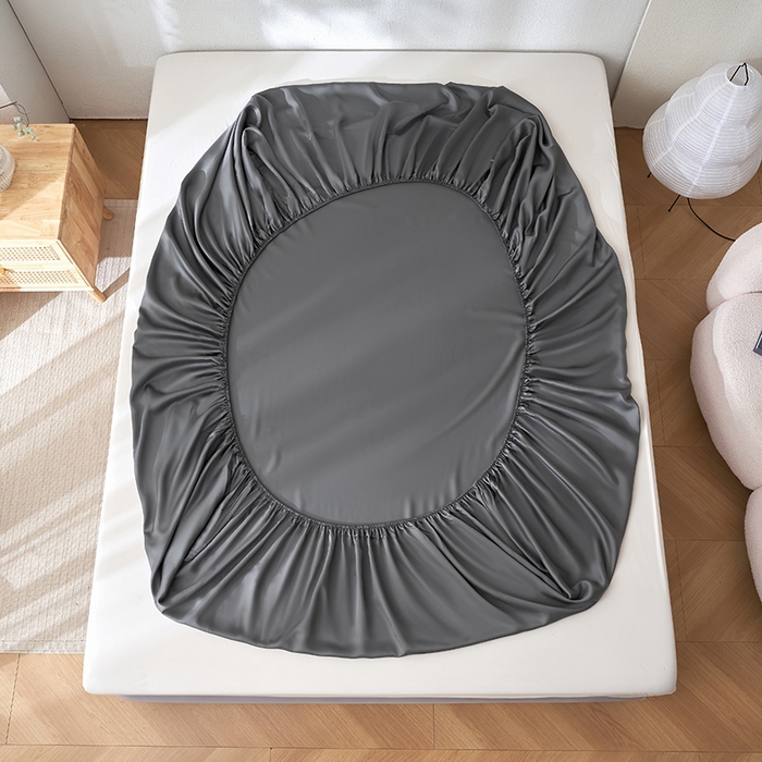 91家纺网 家纺一手货源 找家纺 黛舒家居 2025新款60S兰精天丝纯色简绣单床笠 玄灰