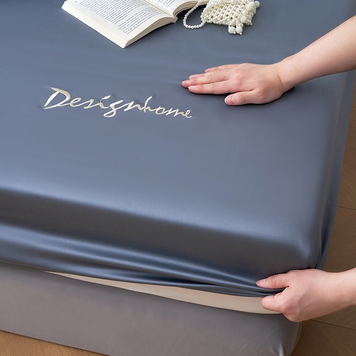 91家纺网 家纺一手货源 找家纺 黛舒家居 2025新款60S兰精天丝纯色简绣单床笠 石青