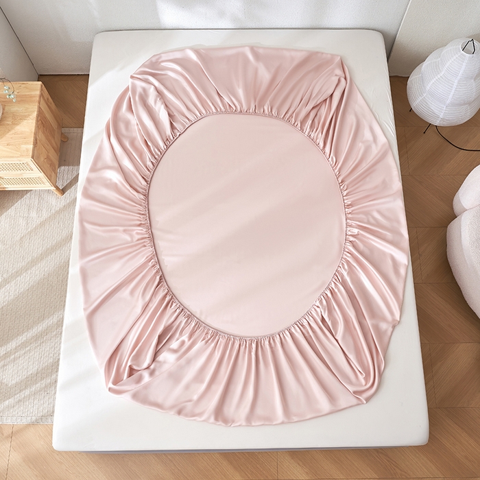 91家纺网 家纺一手货源 找家纺 黛舒家居 2025新款60S兰精天丝纯色简绣单床笠 千黛粉