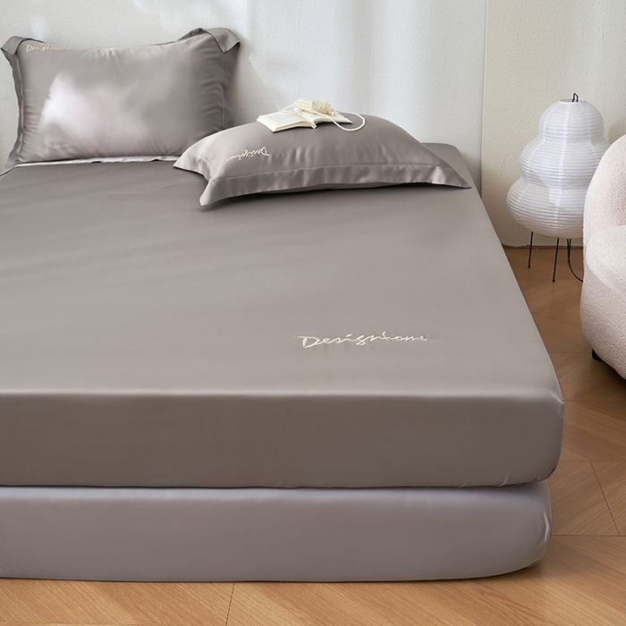 91家纺网 家纺一手货源 找家纺 黛舒家居 2025新款60S兰精天丝纯色简绣单床笠 竹卡