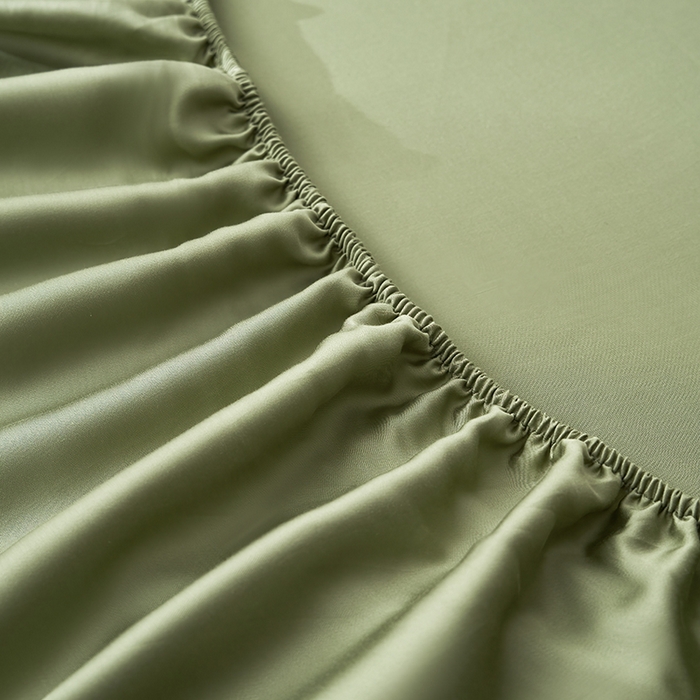 91家纺网 家纺一手货源 找家纺 黛舒家居 2025新款60S兰精天丝纯色简绣单床笠 松绿