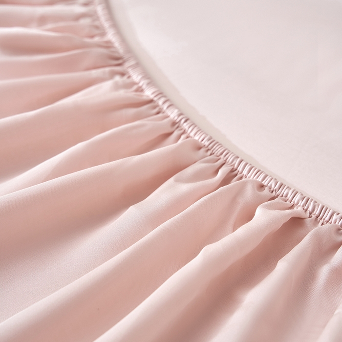 91家纺网 家纺一手货源 找家纺 黛舒家居 2025新款60S兰精天丝纯色简绣单床笠 千黛粉