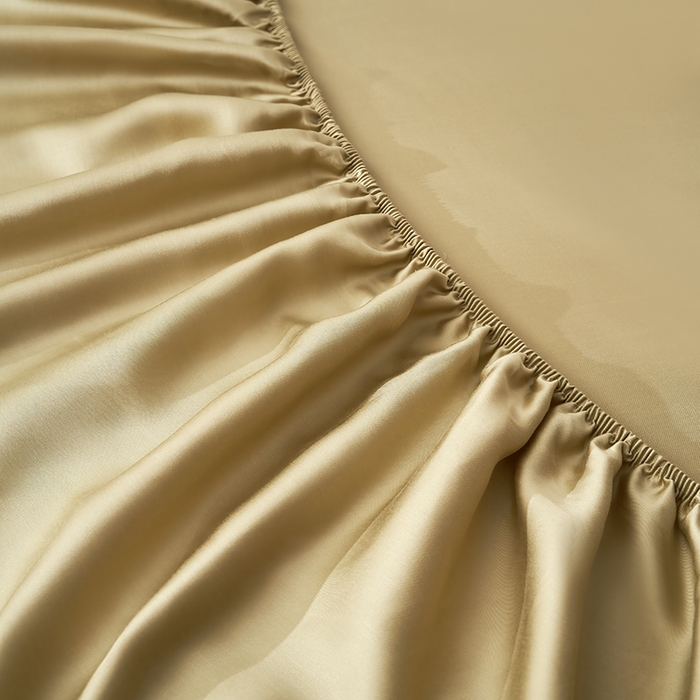 91家纺网 家纺一手货源 找家纺 黛舒家居 2025新款60S兰精天丝纯色简绣单床笠 琥珀黄