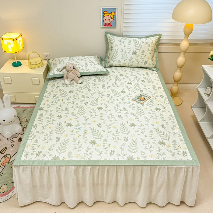 91家纺网 家纺一手货源 找家纺 （总）慕尚家纺 2025新款600D小清新凉感冰丝凉席三件套