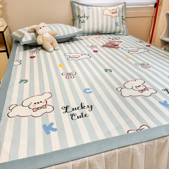 91家纺网 家纺一手货源 找家纺 （总）慕尚家纺 2025新款600D小清新凉感冰丝凉席三件套