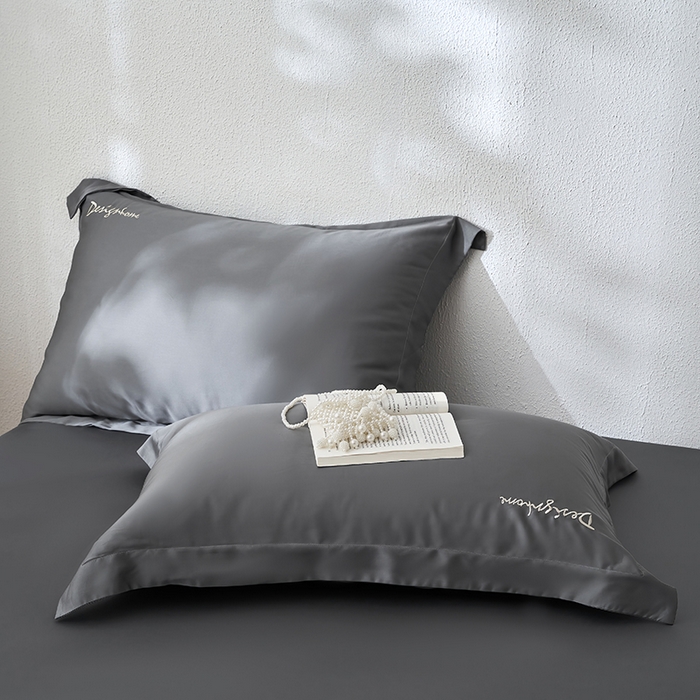 91家纺网 家纺一手货源 找家纺 黛舒家居 2025新款60S兰精天丝纯色简绣单床笠 玄灰