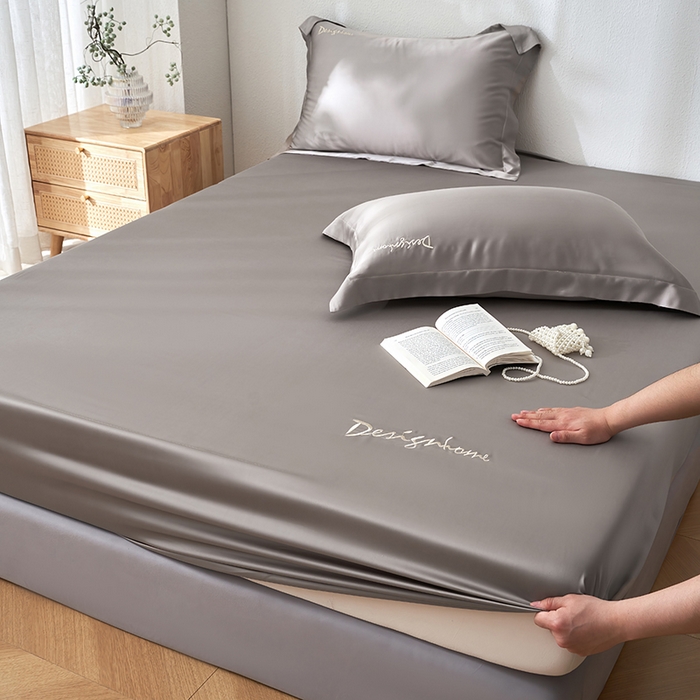 91家纺网 家纺一手货源 找家纺 黛舒家居 2025新款60S兰精天丝纯色简绣单床笠 竹卡