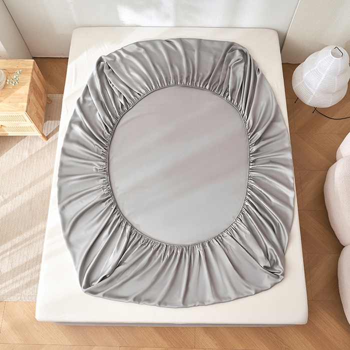 91家纺网 家纺一手货源 找家纺 黛舒家居 2025新款60S兰精天丝纯色简绣单床笠 烟灰