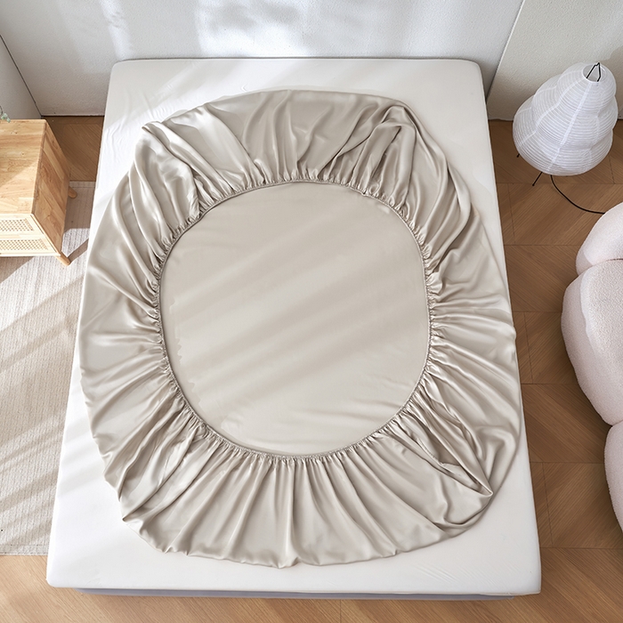 91家纺网 家纺一手货源 找家纺 黛舒家居 2025新款60S兰精天丝纯色简绣单床笠 素灰