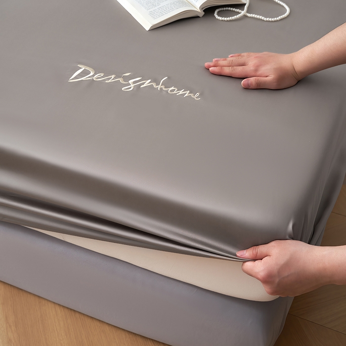 91家纺网 家纺一手货源 找家纺 黛舒家居 2025新款60S兰精天丝纯色简绣单床笠 竹卡