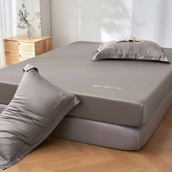 91家纺网 家纺一手货源 找家纺 黛舒家居 2025新款60S兰精天丝纯色简绣单床笠 竹卡