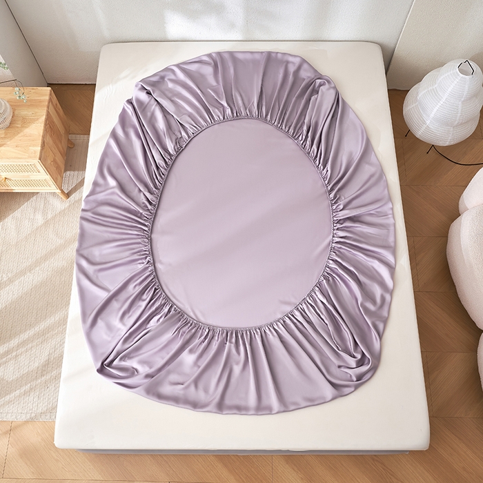 91家纺网 家纺一手货源 找家纺 黛舒家居 2025新款60S兰精天丝纯色简绣单床笠 丁香紫