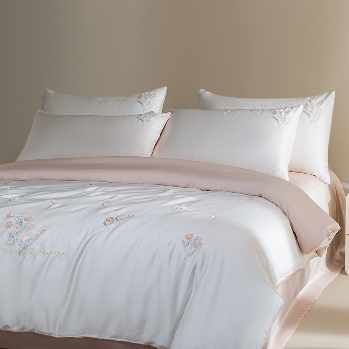 91家纺网 家纺一手货源 找家纺 （总）千朵森 2025新款60S奥地利兰精天丝四件套-春满郁金香